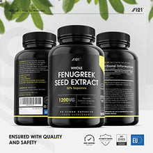 Load image into Gallery viewer, Whole Fenugreek Seed Extract Capsules - 1200mg - High Strength 50% Saponins - Trigonella Foenum Graecum - Gluten Free, 90 Vegan Caps