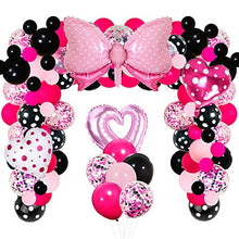 Load image into Gallery viewer, Mini Mouse Balloon Garland Arch Kit Light Pink Rose Red Black Bot Latex Balloons Confetti Balloon Bow Heart Love Foil Balloons Set for Baby Shower Decorations Birthday Party Supplies