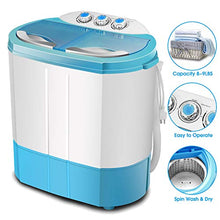 Load image into Gallery viewer, Portable Twin Tub Washing Machine 4.5 KG Total Capacity Washer And Spin Dryer Combo Compact For Camping Dorms Apartments College Rooms 2.5 KG Washer 2 KG Drying Blue&White
