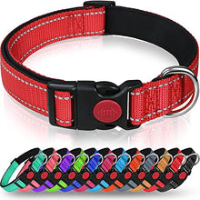 Load image into Gallery viewer, Taglory Reflective Nylon Dog Collar with Safety Buckle, Adjustable Pet Collars with Soft Neoprene Padding for Extra Large Dogs, Red
