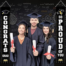 Load image into Gallery viewer, Graduation Porch Sign, We are So Proud You Banner, 2022 Graduation Party Door Banner, Congrats Grad Banner, Graduation Hanging Banner, Door Sign Graduation Banner for 2022 Graduation Decorations
