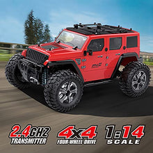 Load image into Gallery viewer, MKZDGM Remote Control High Speed RC Cars 4WD Rock Racer Off-Road 4x4 Electric,2.4Ghz 1:14 Scale RTR Hobby Grade Cross 25KM/H Remote Control Truck (1521red-uk)