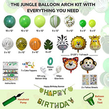 Load image into Gallery viewer, Party Plenty Safari Jungle Balloon Arch Kit with Pump, Birthday Banner & More. Birthday Decoration Set, Birthday Balloons For Boys & Girls | The Ultimate Jungle Theme Party Decorations Kit.