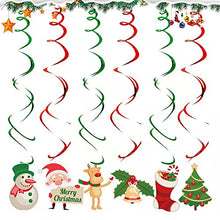 Load image into Gallery viewer, Maridergo Christmas Hanging Swirl Decorations Set, 18 Pieces Merry Christmas Elk Sign Snowman Socks Swirls Garland Foil Hanging Ceiling Decoration for Indoor Outdoor Christmas Party Decoration