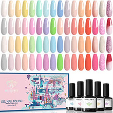 Load image into Gallery viewer, Modelones Gel Nail Polish, 36 Pcs Spring Pastel Color Gel Polish Soak Off Summer Bright Nail Polish Glitter Gel Nail Kit Starter Manicure with Nail Primer Matte Glossy Top Base Coat Gift for Women