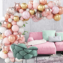 Load image into Gallery viewer, Rose Gold Balloon Arch Kit, 82pcs Pink Rose Gold Balloon Garland Arch Kit, Metallic Gold Latex Balloons Confetti Balloon for Birthday Wedding Party Decorations