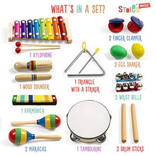 Load image into Gallery viewer, Stoie's- 19 Piece Musical Instrument Set for Toddlers, Preschool Children & Kids– Wooden Percussion Toys and Rhythm Instruments - Xylophone, Drum - Promotes Early Development - Backpack Included…