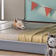 Load image into Gallery viewer, Foecy 3FT Treehouse Bunk bed,Children's Bed Frame Kids Bed Cabin Bed Frame, Mid-Sleeper with Treehouse Canopy & Ladder (GREY)