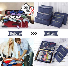 Load image into Gallery viewer, Vicloon Travel Organiser Packing Bags,8 PCS Travel Packing Cubes Set for Clothes Shoes Travel Luggage Organizers Storage Bags (Dark Blue)