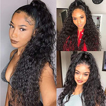 Load image into Gallery viewer, 2Pack Long Ponytail Extension 22 Inch Wrap Around Straight Ponytail Magic Black Corn Wave Curly Ponytail Hairpiece for Women (1B#, Straight+Corn Wave)