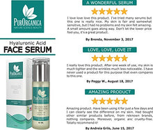 Load image into Gallery viewer, PurOrganica Hyaluronic Acid Face Serum - Huge 60 ML Bottle - The Best Anti Ageing & Anti Wrinkle Serum - This Premium Organic Serum Will Plump, Hydrate & Brighten Skin While Filling In Those Fine Lines & Wrinkles - It Works or Your Money Back Guarantee