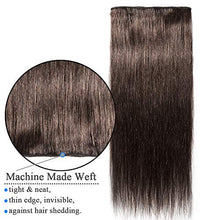 Load image into Gallery viewer, Hair Extension Real Human Hair Clip in #02 Dark Brown - 100% Remy Natural Hair Extensions 8 Pcs Full Head Thin Thickness 12 inch 55g
