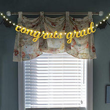Load image into Gallery viewer, Congrats Grad Banner Gold and Black, Congrats Grad Glittery Banner with 8 Modes LED String Lights Gold Graduation Party Decorations 2022 Congratulations Grad Party Decor Supplies