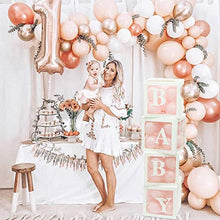 Load image into Gallery viewer, Wayfun Baby Shower Decorations Box Kit - 4Pcs White Transparent Square Baby Shower Boxes including BABY Letters for Girl Boy for Theme Party Supplies Decoration/Birthday/Baby Shower