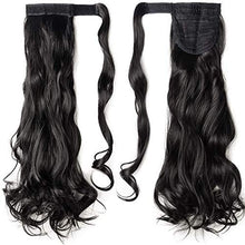 Load image into Gallery viewer, Wrap Around Ponytail Hair Extension 24inch Long Curly Pony Tail Hairpiece Synthetic Fiber Jet Black