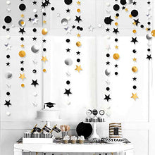 Load image into Gallery viewer, 52 Fts Black Silver Gold Twinkle Little Star Party Garlands Kit Metallic Glitter Full Moon Star Circle Garland Streamer Bunting Banner for Merry Christmas Xmas Birthday Graduation EID Ramadan