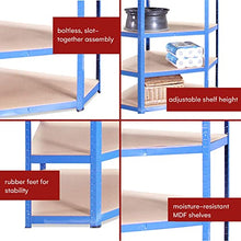 Load image into Gallery viewer, G-Rack Garage Corner Shelving Unit: 180 x 90 x 90 x 30 x 84 cm | Single bay, Blue 5 Tier Unit | 175kg Load Weight Per Tier (875kg Per Unit) | Home, Office, Garage or Business Use | 5 Year Warranty