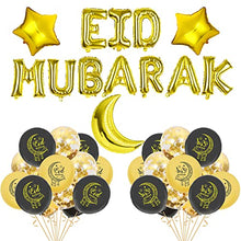 Load image into Gallery viewer, Eid Mubarak Decoration Set, 12 Inch Eid Mubarak Latex Balloons+Eid Mubarak Foil Balloons for Eid Al Adha Festival, Eid Decorations for Home