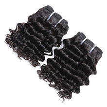 Load image into Gallery viewer, Chisu Short Deep Wave Hair Bundles Peruvian Virgin Hair Curly Human Hair Weave Bundles 6 inches Natural Black Color(3 Pcs 6 inches=about 117grams)