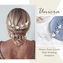Load image into Gallery viewer, Unicra Bride Wedding Hair Vine Flower Hair Accessories Pearl Bridal Headpiece Hair Band for Women and Girls (Silver)