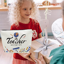 Load image into Gallery viewer, Teacher Appreciation Gifts - 2PCS Waterproof High Capacity Teacher Survival kit Cosmetic Bags Best Teacher Ever Teacher Supplies for Classroom Makeup Bag Pencil Pouch