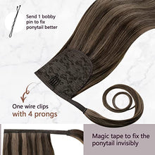 Load image into Gallery viewer, RUNATURE Ponytail Extensions Real Human Hair,Darkest Brown Mix Light Brown Clip in Ponytail Hair Extensions Real Hair Ponytail Extension 18 Inch 80 Gram