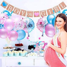 Load image into Gallery viewer, 120pcs Baby Gender Reveal Party Decoration Supplies with Boy or Girl Gender Reveal Balloon Banner Decoration,Foil Balloons and Confetti Balloons,Cupcake Toppers,Photo Booth Props with Stickers