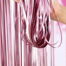 Load image into Gallery viewer, Geboor 3 Pack Metallic Tinsel Curtains 1 x 2.5m Fringe Foil Curtain for Wedding Birthday Party Door Windows Decorations Pink