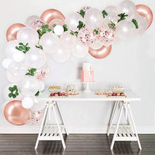 Load image into Gallery viewer, Rorchio 123pcs Rose Gold Balloon Arch Garland Kit with Rose Gold Latex Balloons Confetti Balloons and Mini White Balloons, Balloon Tie and Balloon Tape for Birthday Wedding Baby Shower Party Supplies