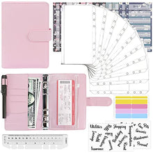 Load image into Gallery viewer, Mlife Ring Binder Set - 28pcs Leather Notebook Budget Binder with Clear Cash Envelopes,Budget Sheets and Label Stickers,Cash Organizer Money Saving Binder for Travel and Diary Pink