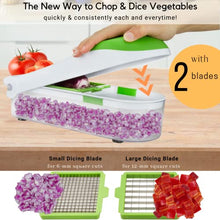 Load image into Gallery viewer, Brieftons QuickPush Food Chopper (Classic): Kitchen Vegetable Fruit Dicer, Onion Tomato Potato Fries Cutter, with 2 Dicing Blades, 5 Bonus Recipe Ebooks