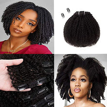 Load image into Gallery viewer, Saga Queen Brazilian Afro Kinky Curly Clip In Hair Extensions 8pcs 18clips 120g/pck Brazilian Virgin Remy Human Hair 4B4C Afro Clip Ins (1 bundle 8inch, natural black)