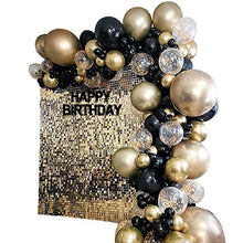 Load image into Gallery viewer, Black and Gold Balloons Garland Kit, 121pcs Reusable Metallic Latex Confetti Black Gold Balloon Arch Kit Party Backdrop Decoration for Birthday Party, Wedding, Graduation, Anniversary Retirement