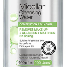 Load image into Gallery viewer, Garnier Micellar Cleansing Water For Combination Skin 400ml, Gentle Face Cleanser & Makeup Remover, Fragrance Free, Recognised By The British Skin Foundation, Use With Reusable Micellar Eco Pads