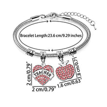 Load image into Gallery viewer, Awyuan Teacher Appreciation Gifts,Teacher Pink Crystal Heart Shape Bracelet Bangle,Graduation Gift for Teachers