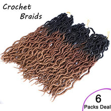 Load image into Gallery viewer, 6 Pack Faux Locs Crochet Hair 18 Inch Crochet Hair Extensions Braids 3 Tone Ombre Curly Wavy Goddess Fauxs Locs Crochet Hair Extensions for Crochet Braids(6pcs, T1B/30/27)