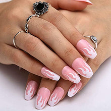Load image into Gallery viewer, 24PCS Press on False Nails Flame Coffin Square Acrylic Fake Nails Fire Glue On Fingersnails for Women Girls DIY Manicure Salon