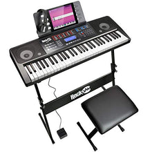 Load image into Gallery viewer, RockJam RJ761-SK 61 Key Touch Display Keyboard Piano Kit with Digital Piano Bench, 4.3 in*35.6 in*12.6 in
