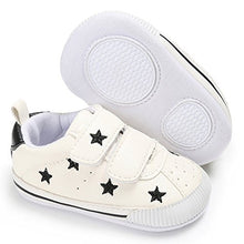 Load image into Gallery viewer, Matt Keely Baby Boys Girls Soft Sole Sneakers Infant PU Leather Shoes Prewalkers 0-6 Months, 0-6 Months, Black Star