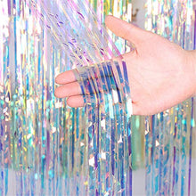 Load image into Gallery viewer, Asunflower 6.5Ft Metallic Tinsel Curtains Rainbow Foil Fringe Curtains Christmas Hanging Streamers for Party/Prom/Birthday Favors