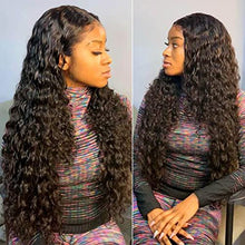 Load image into Gallery viewer, Original Queen 26Inch Deep Wave Transparent Lace Front Wigs Human Hair 180% Density Deep Curly Human Hair Wig for Black Women 4x4 Curly Lace Front Wig Pre Plucked Natural Color