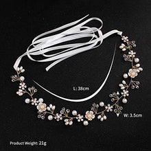 Load image into Gallery viewer, Uongeod Crystal Pearl Bridal Headband Bohemian Headpiece Leaf Hair Vine Flower Wedding Hair Accessories (Gold)