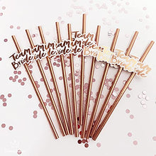 Load image into Gallery viewer, Bachelorette Straws,Hen Party Cocktail Straws,Team Bride Drinking Straws,20Pcs Rose Gold Paper Straw,Bridal Shower Paper Straws,Disposable Straws,100% Biodegradable,Plastic-Free,Eco-Friendly,Durable