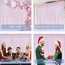 Load image into Gallery viewer, SMALUCK 2 Pack 6.5Ft Rainbow Foil Fringe Curtains, Metallic Streamers Backdrop for Christmas Hanging Streamers for Party/Prom/Birthday Favors