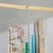 Load image into Gallery viewer, iDesign 6760 Scarf Hanger with 8 Tiers, Metal Hanging Scarf Organiser for Wardrobe or Closet, Also Works as Tie Rack or Belt Hanger, Silver