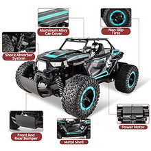 Load image into Gallery viewer, BEZGAR 18 Cyan Toy Grade 1:14 Scale Remote Control Car, 2WD High Speed 20 Km/h All Terrains Electric Toy Off Road RC Vehicle Truck Crawler with Two Rechargeable Batteries for Boys Kids and Adults