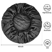 Load image into Gallery viewer, 2PCS Large Satin Bonnet, Raibaubl Silk Bonnet With Elastic Soft Band, Big sleep cap For Women Hair Care, Jumbo Bonnet For Braids Natural Long Hair, Curly Hair (Black+Black)
