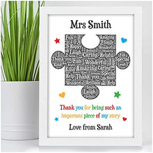 Load image into Gallery viewer, Personalised Teacher Gift - Puzzle Piece Thank You Gifts for School Teacher, TA, Nursery, Leaving Gift - Gifts for Teachers, Teaching Assistants, Nursery Teachers - ANY NAME - Teacher Appreciation