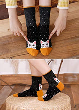 Load image into Gallery viewer, Womens Funny Cute Animal Socks Ladies Cotton Socks Funky Cartoon Cat Socks Novelty Crew Socks, Christmas Gift, Striped Cat, Women's shoe size UK 4-9