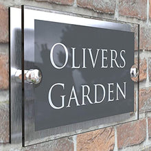 Load image into Gallery viewer, K Smart Sign | Paramount | para5-28wa-s-c | Anthracite Gray & Brushed Aluminium 2 Part House Sign - 200mm x 130mm